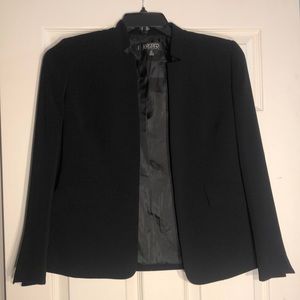 Petite Size 2P Kasper Solid Black Open-Front Suit Jacket